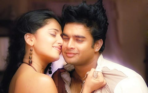 Anushka Shetty and Madhavan in the 2006 film 'Rendu'.