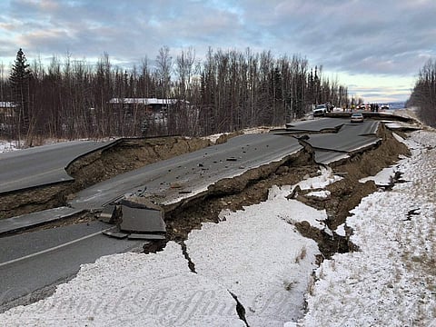 Roads were damaged. (Photo | Twitter)