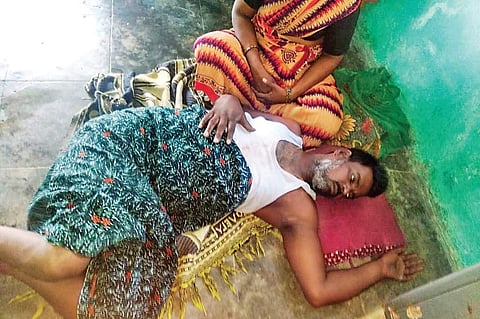 Sheikh Khaja, a laid-off employee of Nizam Sugars, suffers from paralysis. (Photo | EPS)