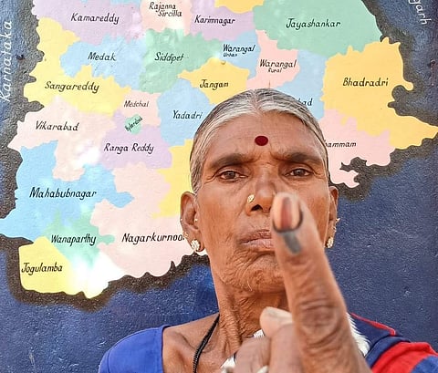 Image of a Telangana voter for representational purpose (Photo | EPS/Vinay Madapu)