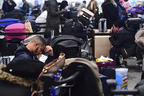 Passengers stranded at Gatwick airport, as the airport remains closed after drones were spotted over the airfield last night and this morning. (File| AP)