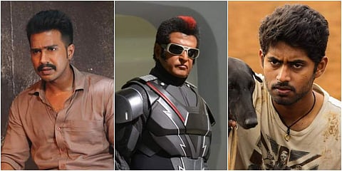 A collage of stills from 'Ratsasan, '2.0' and 'Pariyerum Perumal'. (Photo | Twitter)