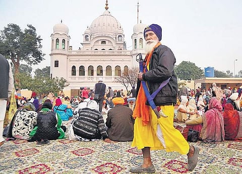 A Sikh pilgrim at Kartarpur in Pakistan (Photo| PTI)