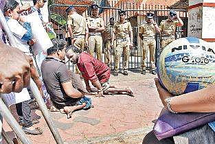 The members of the Physically Challenged All Sports Association Kerala organising a dharna on Monday B P Deepu
