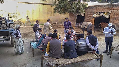 People visit the house of 20-yr old Sumit Kumar who was killed in Monday's mob violence at his village Chingrawati in Bulandshahr Tuesday Dec. 4 2018. | PTI