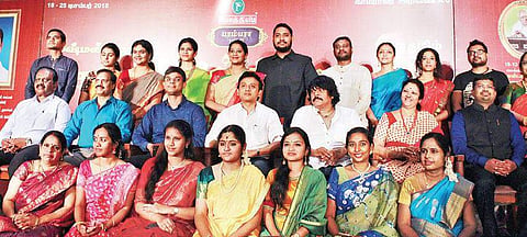 Established and budding artistes were felicitated with a garland, silk shawl Tamizharasi