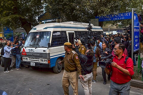 The van carrying Michel Christian the alleged middleman in the multi-crore AgustaWestland chopper deal leaves after he was produced at a CBI court in Patiala House Courts New Delhi Wednesday December 5 2018. | PTI