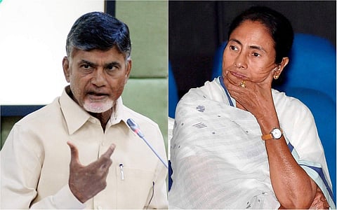 Andhra Pradesh CM Chandrababu Naidu and West Bengal CM Mamata Banerjee (File | Agencies)