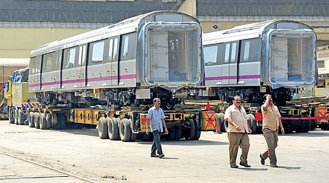 The cars that were handed over to BMRCL. Each 6-car Metro train can carry a minimum of 1,950 passengers