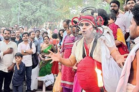 Sreeja Arangottukara performing Mannathi Theyyam, a one act play in the National Folk Art Festival Kerala in 2024. Image used for representation only.