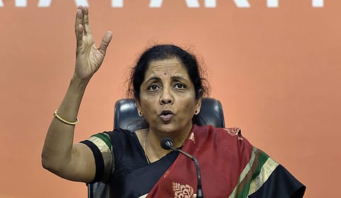Defence Minister Nirmala Sitharaman addresses a press conference on Nirav Modi issue at the BJP headquarters in New Delhi | PTI