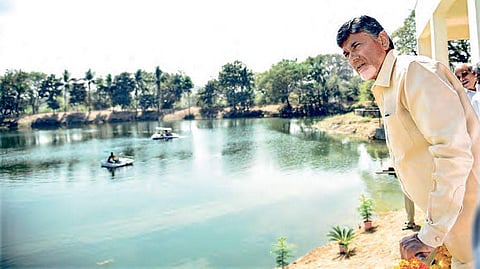 Chief Minister N Chandrababu Naidu after inaugurating Tourism Complex at Kotappakonda in Guntur district on Sunday | EXPRESS