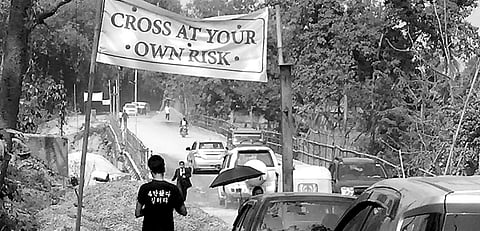 The signboard at one end of the Kuda bridge over the river Dhansari in Dimapur, Nagaland | Express