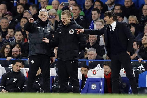 Manchester United gaffer Jose Mourinho and Chelsea manager Antonio Conte (File | AP)