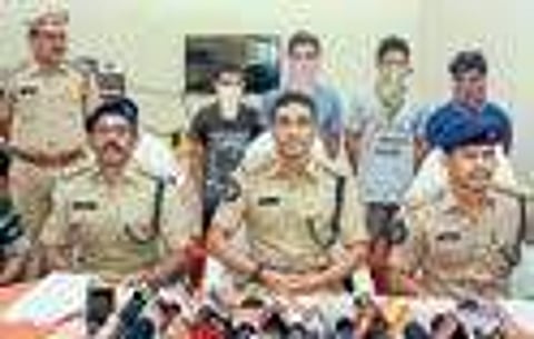 The Maoists, who surrendered on Tuesday, are pictured with the police in Kakinada on Tuesday | Express