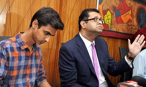 21-year-old Anuj, son of late Justice Loya, at a press conference along with other family members and their lawyer Ameet Naik (File | PTI)