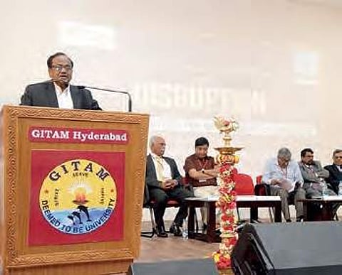 J A Chowdary,IT advisor to Andhra CM, speaking at GITAM | EPS