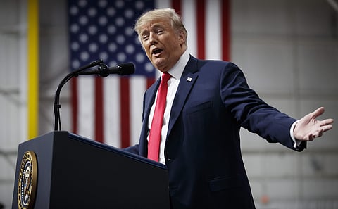 U.S. President Donald Trump speaks at a campaign rally at Atlantic Aviation in Moon Township, Pa., Saturday, March 10, 2018. | AP