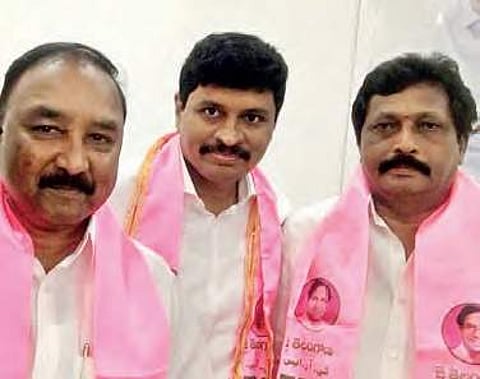 (From left) Banda Prakash Mudiraj, Santosh Kumar and Lingaiah Yadav. All three have been nominated to Rajya Sabha | Express