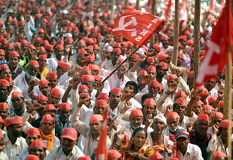 Farmers take part in 'Kisan long march' organised by All Indian Kisan Sabha AIKS at Azad Maidan in Mumbai on Monday, 12 March 2018. | PTI