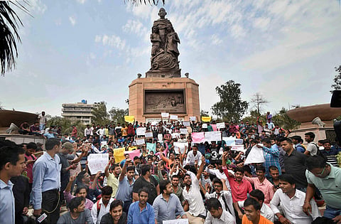 SSC aspirants stage protest | PTI File Photo