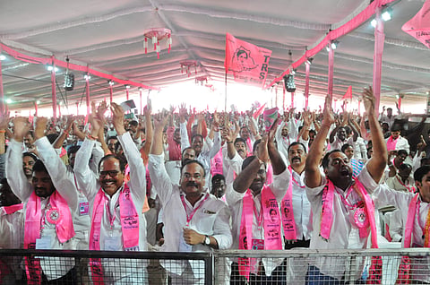 File photo of TRS supporters. (EPS)