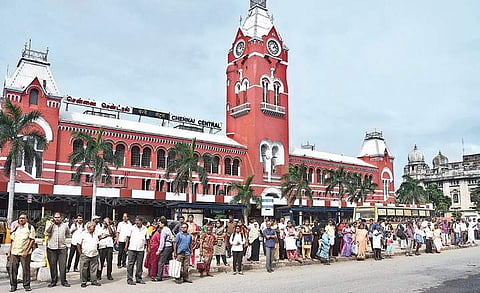 The busy Chennai Central sees around five lakh pedestrians a day