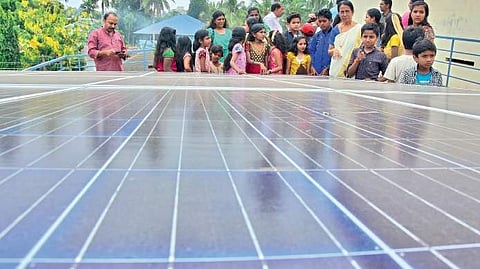 The solar panels that power the ACs fitted in the revamped dining hall | B P Deepu