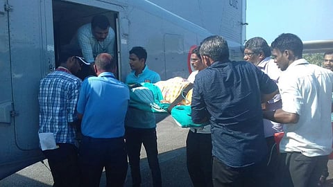 Naval Dornier from SNC evacuates a seriously ill patient from Agatti Island Lakshadweep to Kochi. (Twitter | SpokespersonNavy)