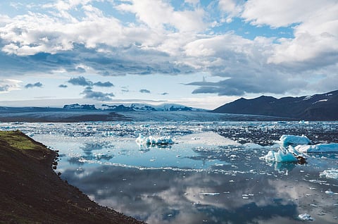 The water from melting land ice flows into the ocean, which also increases sea level around the world.