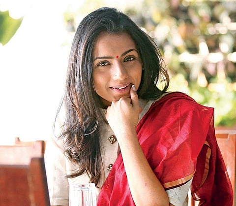 Sruthi Hariharan on the sets of Nathicharami