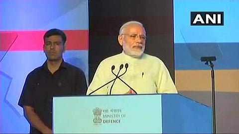 PM Narendra Modi at Defence Expo (Photo | ANI)