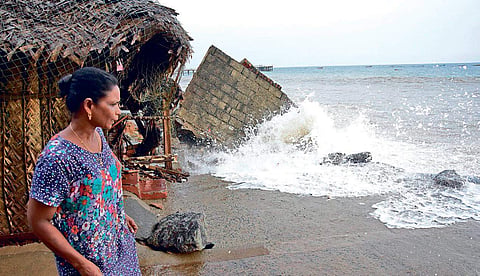 The coastal belt between Valiyathura and Chirayinkeezhu in Thiruvananthapuram district witnessed sea erosion on Friday evening. Several houses were damaged in the coastal belt.A scene from Kuzhivilakam at Valiyathura | B P Deepu