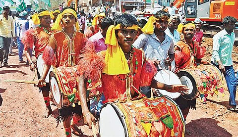 Dollu Kunitha artistes have a packed schedule as they are booked by political parties