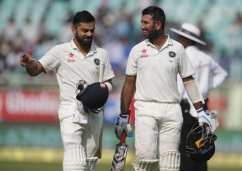 Indian batsmen Cheteshwar Pujara and Virat Kohli(File| AP)