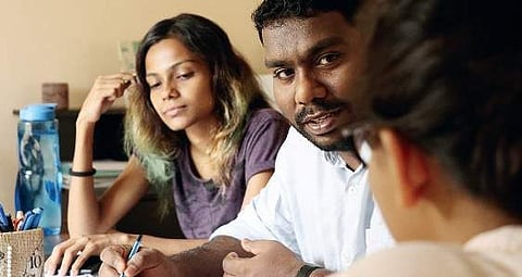 A poetry session being held