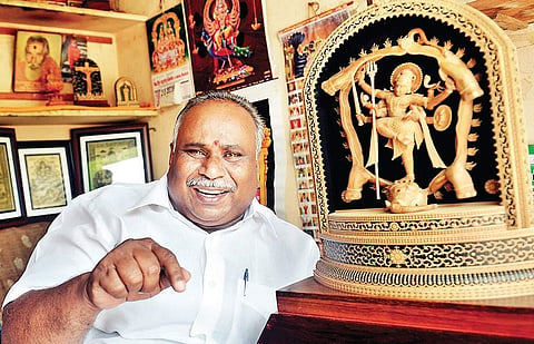 Mythology carved in sandalwood