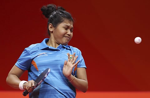 India's Mouma Das in action at Commonwealth Games 2018 | AP