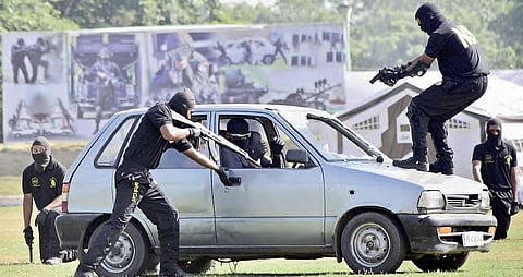 A file picture of NSG commandos training in Manesar.