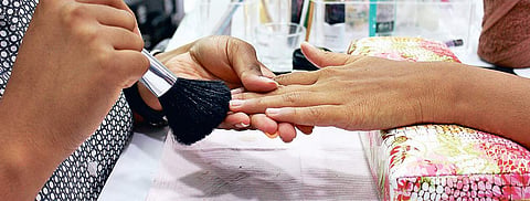 Manicure in progress Nakshatra Krishnamoorthy