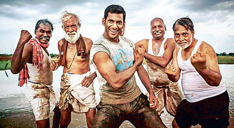 A still from Irumbu Thirai.