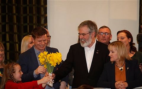 Former Sinn Fein party leader Gerry Adams (centre). | AP file photo