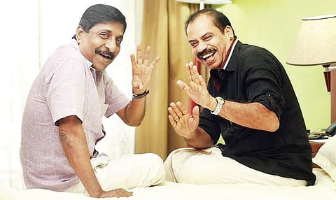 Sreenivasan (left) with Sathyan Anthikad. | File Photo