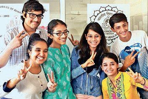 Chennai students celebrate the Class 12 CBSE results on Saturday | Prateeksha Aravind
