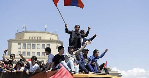 Opposition protesters block Armenia's main airport road. (File | AP)