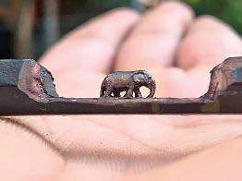 A miniature elephant sculpted by Krishnaj