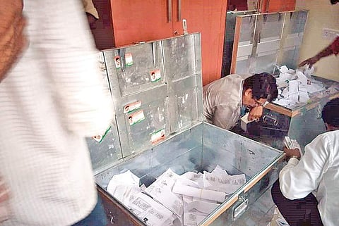 File photo of voter ID cards which were seized from an apartment in Jalahalli in Bengaluru on Tuesday night| Express
