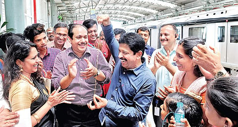 Magician Gopinath Muthukad performing as part of the first anniversary celebrations of Kochi Metro held at Edappally station on Sunday | A Sanesh