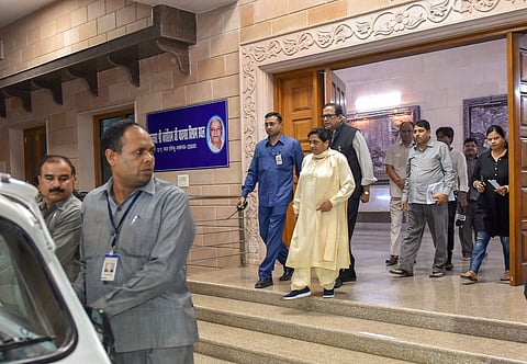 BSP president and former UP chief minister Mayawati vacates her official residence on the directives of the Supreme Court in Lucknow on Saturday. (PTI)