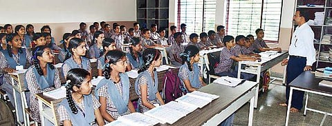 Students at the Government Model Higher Primary School at Vittla